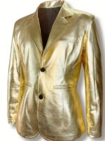 Traje de 2 Piezas Dorado Brillante para Hombre, Conjunto de Blazer y Pantalones Metálicos, Corte Entallado, Disfraz para Fiesta Disco, DJ, Club, Baile de Graduación, Boda - Imagen 4