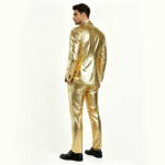 Traje de 2 Piezas Dorado Brillante para Hombre, Conjunto de Blazer y Pantalones Metálicos, Corte Entallado, Disfraz para Fiesta Disco, DJ, Club, Baile de Graduación, Boda - Imagen 2