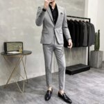 Traje de boda de dos piezas de alta calidad para novio, traje de banquete informal de negocios para hombre, conjunto de lujo con pantalones - Imagen 5
