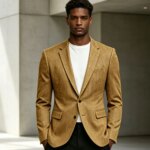Blazer de espiga para hombre, estilo vintage, con solapa con muescas, de un solo botón, corte ajustado, chaqueta de traje formal de alta calidad, abrigo deportivo, informal de negocios