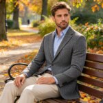 Blazer de Tweed con Patrón de Espiga para Hombre, Chaqueta de Traje Ajustada de Solapa Entallada con Botones, Chaqueta Formal de Oficina, Abrigo Deportivo, Chaqueta Casual de Negocios para Fiesta - Imagen 3