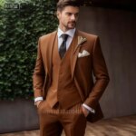 Trajes de esmoquin de lujo para hombre, chaqueta ajustada con solapa de pico, chaleco y pantalones, conjunto para fiesta de graduación, boda, ropa de negocios, 3 piezas - Imagen 6