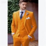 Trajes de esmoquin de lujo para hombre, chaqueta ajustada con solapa de pico, chaleco y pantalones, conjunto para fiesta de graduación, boda, ropa de negocios, 3 piezas - Imagen 5