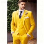 Trajes de esmoquin de lujo para hombre, chaqueta ajustada con solapa de pico, chaleco y pantalones, conjunto para fiesta de graduación, boda, ropa de negocios, 3 piezas - Imagen 4
