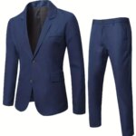 Conjunto de traje formal de 2 piezas para hombre, de un solo botón, estilo ligero para negocios, chaqueta y pantalón.