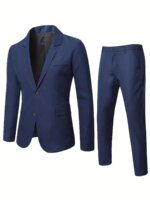 Conjunto de traje formal de 2 piezas para hombre, de un solo botón, estilo ligero para negocios, chaqueta y pantalón.