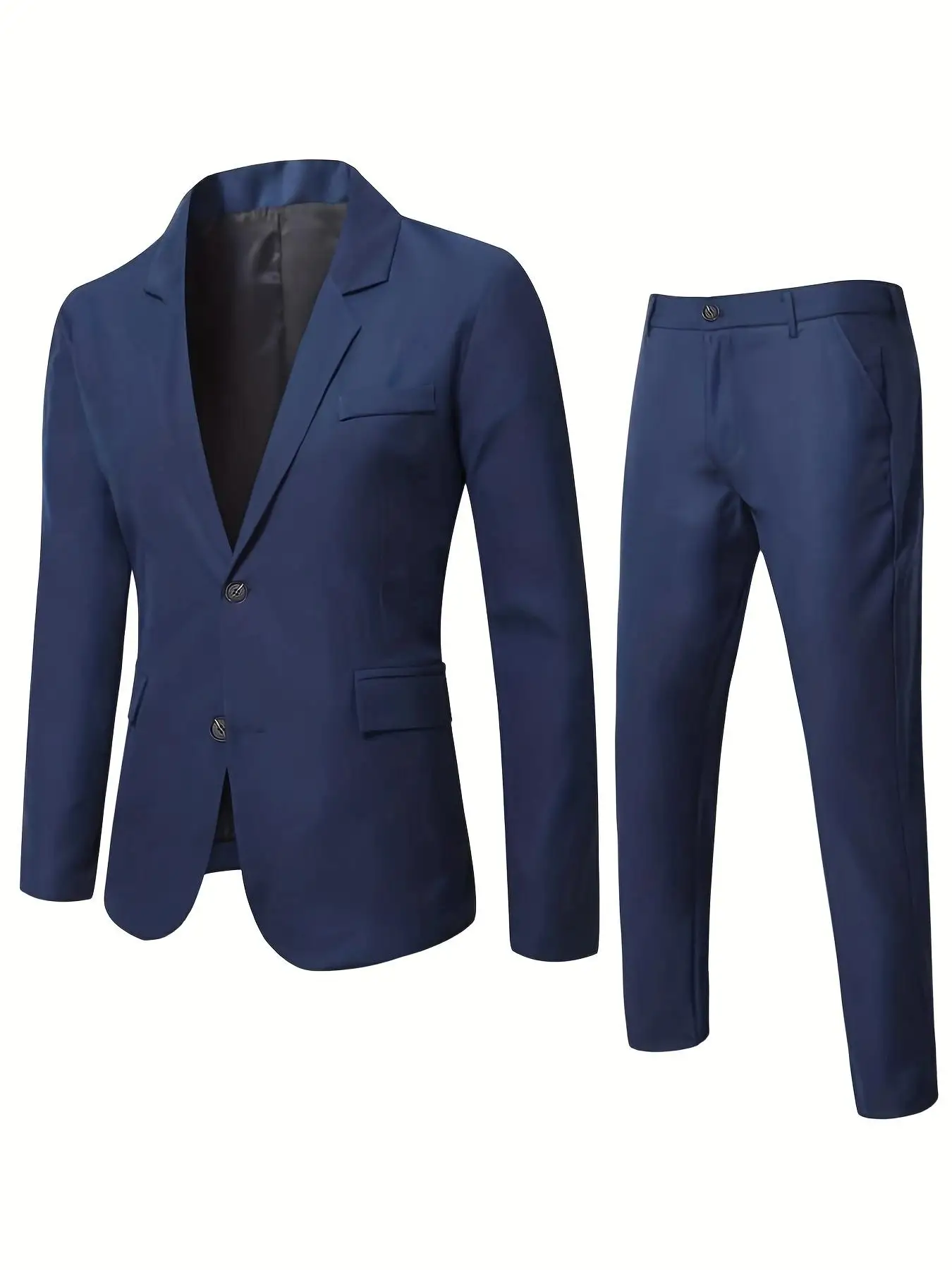 85438-d11znv.jpeg Conjunto de traje formal de 2 piezas para hombre, de un solo botón, estilo ligero para negocios, chaqueta y pantalón. - Imagen 1