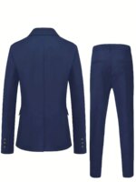 Conjunto de traje formal de 2 piezas para hombre, de un solo botón, estilo ligero para negocios, chaqueta y pantalón. - Imagen 2