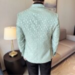 Chaqueta de traje de estilo coreano, Blazer Formal de negocios, ajustado, estampado de moda, baile Social, novio, nuevo estilo británico - Imagen 6