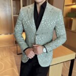Chaqueta de traje de estilo coreano, Blazer Formal de negocios, ajustado, estampado de moda, baile Social, novio, nuevo estilo británico - Imagen 3