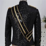 Blazer con Lentejuelas para Actuaciones, Traje Informal para Hombre, para Eventos al Aire Libre, Invitados a Banquetes, Cantantes de Rock, con Cuello Alto - Imagen 5