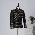 Blazer con Lentejuelas para Actuaciones, Traje Informal para Hombre, para Eventos al Aire Libre, Invitados a Banquetes, Cantantes de Rock, con Cuello Alto - Imagen 3