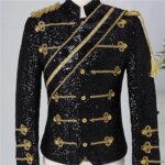 Blazer con Lentejuelas para Actuaciones, Traje Informal para Hombre, para Eventos al Aire Libre, Invitados a Banquetes, Cantantes de Rock, con Cuello Alto