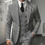 Conjunto de Traje Clásico de 3 Piezas para Hombre - Blazer con Solapa Entallada, Chaleco y Pantalones, Atuendo Formal Versátil para Negocios y Eventos - Imagen 3
