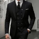Conjunto de Traje Clásico de 3 Piezas para Hombre - Blazer con Solapa Entallada, Chaleco y Pantalones, Atuendo Formal Versátil para Negocios y Eventos