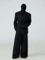 Mauroicardi primavera otoño negro cabido Blazers para hombres solapa pico hombreras un solo botón ropa de diseñador de lujo 2025 - Imagen 3