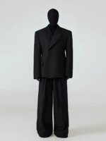 Mauroicardi primavera otoño negro cabido Blazers para hombres solapa pico hombreras un solo botón ropa de diseñador de lujo 2025