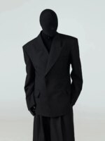Mauroicardi primavera otoño negro cabido Blazers para hombres solapa pico hombreras un solo botón ropa de diseñador de lujo 2025 - Imagen 5