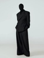 Mauroicardi primavera otoño negro cabido Blazers para hombres solapa pico hombreras un solo botón ropa de diseñador de lujo 2025 - Imagen 2