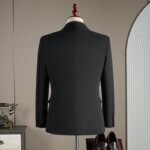 Traje de Lana de Alta Gama al 15% para Hombre, Elegante y Moderno para Boda, Traje de Negocios Casual Estilo Británico en Gris Azulado, Conjunto de Tres Piezas - Imagen 4