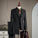Traje de Lana de Alta Gama al 15% para Hombre, Elegante y Moderno para Boda, Traje de Negocios Casual Estilo Británico en Gris Azulado, Conjunto de Tres Piezas - Imagen 3