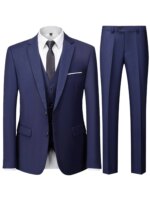 Conjunto de traje de 2 piezas color burdeos para hombre (solo blazer + pantalones, no incluye chaleco), chaqueta y pantalones formales ajustados para negocios, bodas y fiestas - Imagen 3