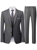 Conjunto de traje de 2 piezas color burdeos para hombre (solo blazer + pantalones, no incluye chaleco), chaqueta y pantalones formales ajustados para negocios, bodas y fiestas - Imagen 2