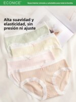 Braguitas de Algodón 100% Puro para Mujer, Cintura Media, Transpirables, Sin Costuras, Triangulares, Antibacterianas, para Us... - Imagen 4