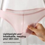 Calzoncillos de hombre de cintura baja, sexy, de seda helada, sin costuras, ligeros y transpirables para verano, con diseño de triángulo pequeño. - Imagen 5
