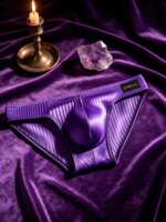 Calzoncillos para hombre con diseño de rayas verticales, tejido brillante, bolsa con forma de U, cintura baja, cintura elástica, ropa interior masculina transpirable, modelo DP922. - Imagen 5