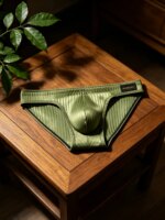 Calzoncillos para hombre con diseño de rayas verticales, tejido brillante, bolsa con forma de U, cintura baja, cintura elástica, ropa interior masculina transpirable, modelo DP922. - Imagen 4