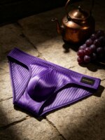 Calzoncillos para hombre con diseño de rayas verticales, tejido brillante, bolsa con forma de U, cintura baja, cintura elástica, ropa interior masculina transpirable, modelo DP922. - Imagen 6