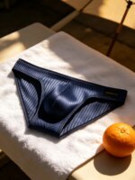 Calzoncillos para hombre con diseño de rayas verticales, tejido brillante, bolsa con forma de U, cintura baja, cintura elástica, ropa interior masculina transpirable, modelo DP922. - Imagen 3