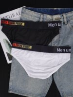 1 PCS Calzoncillos con Tirantes y Bolsa Convexa Transpirable de Modal para Hombre, Cintura Elástica con Estampado de Letras en Contraste, Ropa Interior Diaria de Verano - Imagen 4