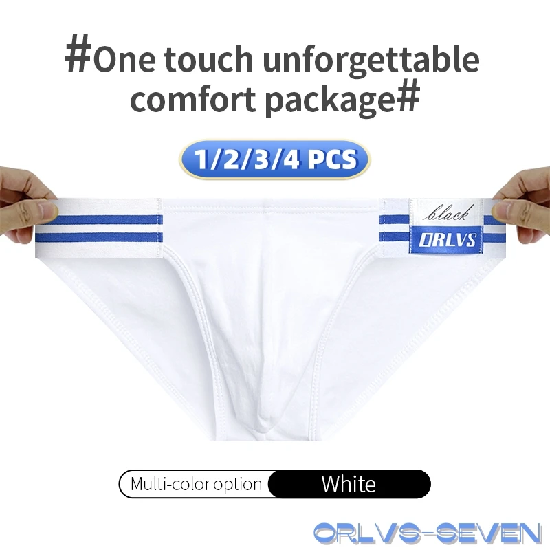 88640-5qr3ib.jpg 1/2/3/4 Uds. Artículo novedoso de verano, calzoncillos para hombre, pantalones triangulares de horquilla alta, Bikini de tela de algodón, ropa interior con banda elástica a rayas azul marino - Imagen 1