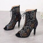Sandalias de tacón alto para mujer, zapatos de baile latino informales con punta abierta, sandalias de salón para niña, zapatos de tacón alto de baile grande para mujer 43 - Imagen 3