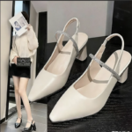 Sandalias de tacón de bloque con punta en pico y diamantes de imitación para mujer, sin espalda, con punta cerrada, elegantes, a juego con vestidos, tacones altos, novedad de verano 2026 - Imagen 4
