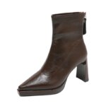 Botines de tacón grueso con punta afilada para mujer, con cremallera trasera, elásticos, ajustados, cortos, elegantes, de tacón alto, botas para mujer. - Imagen 6