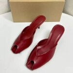 Zapatos de tacón alto con punta abierta, elegantes, para mujer, tipo mules, de cuero suave, con abertura en la parte delantera, ideales para eventos, vestidos de fiesta, sandalias modernas de verano para damas. - Imagen 6