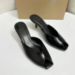 Zapatos de tacón alto con punta abierta, elegantes, para mujer, tipo mules, de cuero suave, con abertura en la parte delantera, ideales para eventos, vestidos de fiesta, sandalias modernas de verano para damas. - Imagen 5