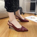 Zapatos de tacón alto de moda con punta afilada y boca poco profunda, nuevos zapatos de verano elegantes con hebilla decorativa, stilettos negros para mujer - Imagen 2