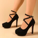 Zapatos de tacón alto con punta afilada y hebilla, de diseño moderno, con tacón grueso, para mujer, nueva colección de primavera, disponibles en tallas grandes, con tacón bajo, zapatos de un solo pie. - Imagen 2