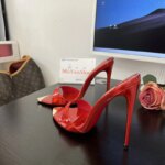 Zapatos de Tacón Alto con Punta Abierta para Mujer, Sandalias de Verano para Exteriores, Estilo Stiletto, de Lujo, de Diseñador, de Charol - Imagen 3