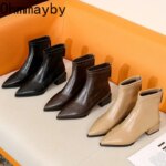 Botines de mujer de estilo vintage para primavera y otoño, con punta afilada, tacón ancho y cremallera trasera. Ideales para la oficina, fiestas o para el día a día. Botines cortos y elegantes.