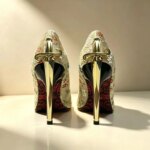 Zapatos de tacón alto con bordados florales y detalles dorados, para mujer, talla grande 43, ideales para fiestas y bodas, con tacón de aguja, elegantes y con punta afilada. - Imagen 6