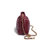 Bolso bandolera femenino tejido con cordón y cadena, textura tejida rejilla, apertura fruncida con cordón, correa de cadena dorada ajustable con inserto, bolsillo interior con cremallera, bolso pequeño suave estilo nub - Imagen 2