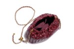Bolso bandolera femenino tejido con cordón y cadena, textura tejida rejilla, apertura fruncida con cordón, correa de cadena dorada ajustable con inserto, bolsillo interior con cremallera, bolso pequeño suave estilo nub - Imagen 4