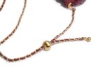 Bolso bandolera femenino tejido con cordón y cadena, textura tejida rejilla, apertura fruncida con cordón, correa de cadena dorada ajustable con inserto, bolsillo interior con cremallera, bolso pequeño suave estilo nub - Imagen 5
