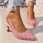 Sandalias de tacón alto de diseñador de marca para mujer, verano 2025, zapatos de fiesta con punta fina y tiras en el tobillo, tacones finos, tallas grandes - Imagen 3