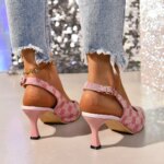 Sandalias de tacón alto de diseñador de marca para mujer, verano 2025, zapatos de fiesta con punta fina y tiras en el tobillo, tacones finos, tallas grandes - Imagen 4